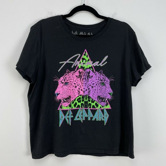 Def Leppard Tops - Def Leppard Black Animal Short Sleeve Graphic Tee